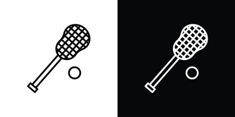 Lacrosse stick ball icon. Simple element illustration. outline and flat symbol design