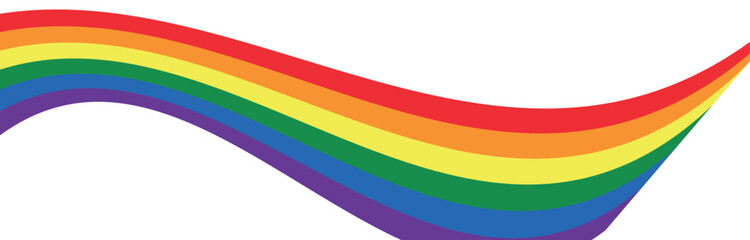 LGBT Pride month banner. Rainbow Flag wavy ribbon vector design element. LGBTQ Pride Month. Pride Rainbow Ribbon for Background or Banner Template. Gay, Lesbian, Bisexual and Transgender Community.
