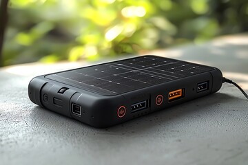 Durable solar panel charger with ports high resolution picture