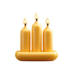 Bright and Warm Yellow Candles with Flames on a Soft Holder, Ideal for Relaxation and Ambiance in Home Decor and Celebratory Settings