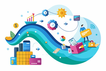 percentage symbols represent credit score growth, mortgage rates, and fintech solutions. Ideal for topics related to personal finance, debt management, home loans, and financial technology.