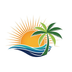 vector illustration of a tropical beach