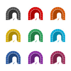 Tunnel road  icon isolated on white background. Set icons colorful