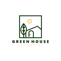 Modern House Minimalist, greenhouse logo design vector illustration