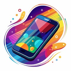 vector illustration of a mobile phone with colorful background
