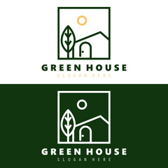 Modern House Minimalist, greenhouse logo design vector illustration