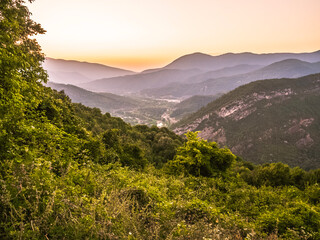wonderful view of Yenice forests at sunset, located in Karabuk, Turkiye.
