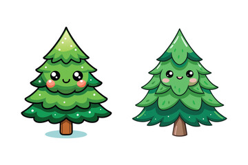  cute Christmas tree illustration  Vector