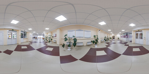 hdri 360 panorama view in empty modern hall of reception and doors in administrative building in full seamless spherical equirectangular projection, ready AR VR content