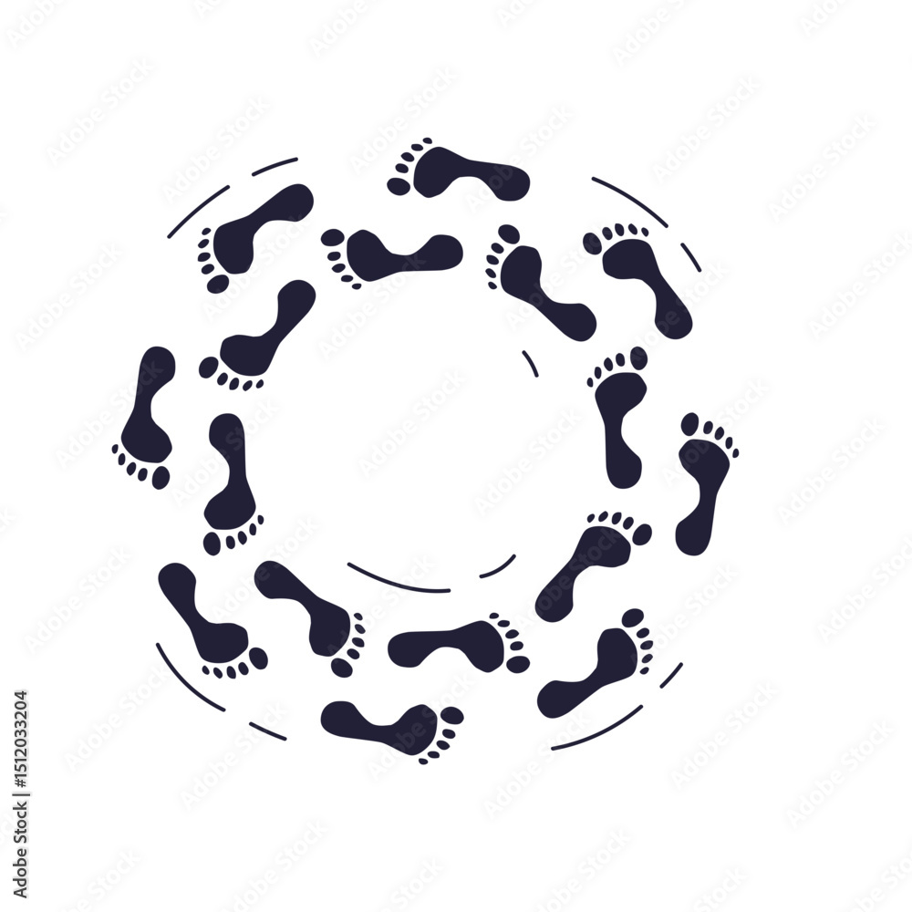 Poster footprints forming a circle symbolize unity and continuity.