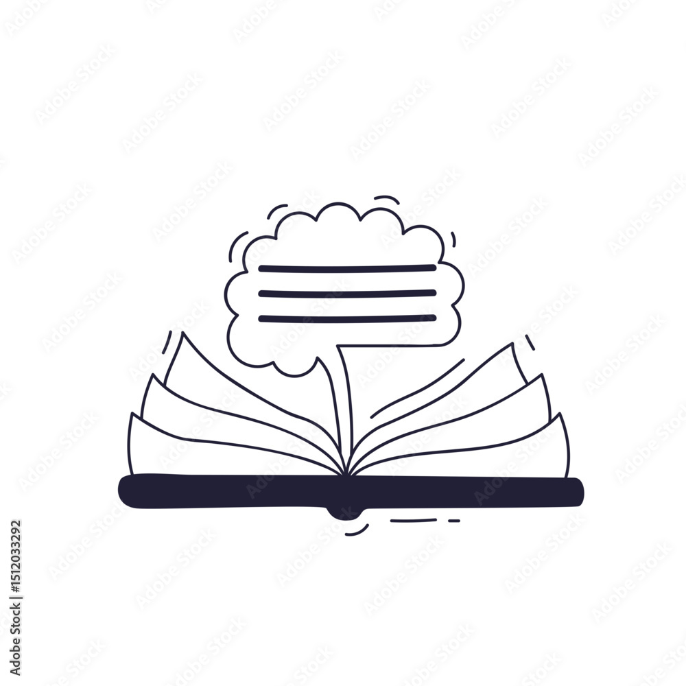 Poster open book with brain outline symbolizes knowledge and learning.