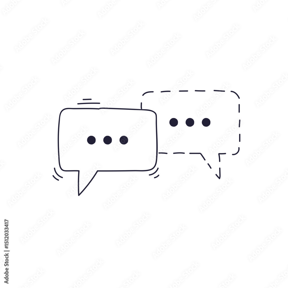 Poster two overlapping speech bubbles symbolize communication and dialogue.