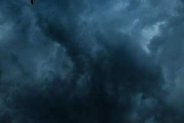 Cute Skyscape Of Sky With Heavy Rain Or Snow Clouds Backdrop, Thunderbolt Storm With Lightings - Photo Of Nature

