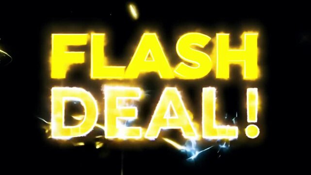 Flash deal message in bold yellow text on green background representing limited time offer in promotional marketing sale or retail advertisement banner