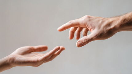 Close-up of One Hand Gently Reaching Out to Another