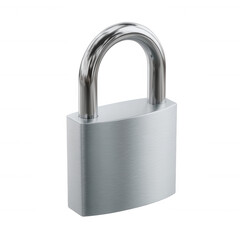 Fototapeta premium A metallic padlock with a shiny finish, showcasing a secure design. Ideal for themes of security and protection, set against a white isolated background.
