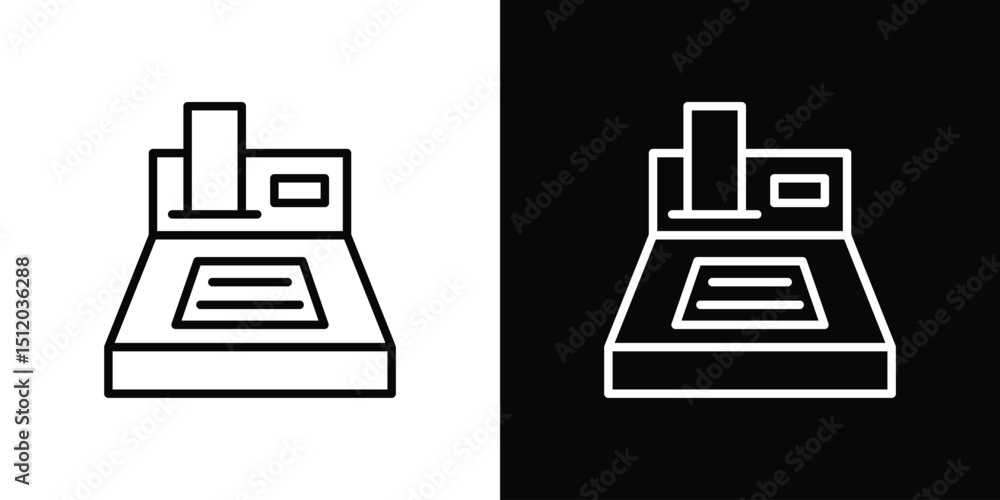 Poster money counting machine icon. simple element illustration. outline and flat symbol design