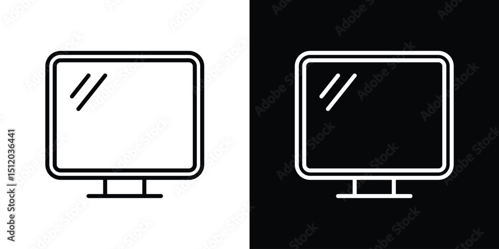Fototapete monitor icon. simple element illustration. outline and flat symbol design