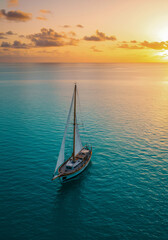 Serene Sunset Sailboat Voyage Tropical Ocean Luxury Yacht