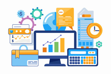 A close-up image of a person using a calculator while holding a credit card, symbolizing financial management, rising interest rates, and digital banking. Futuristic graphics including upward arrows, 