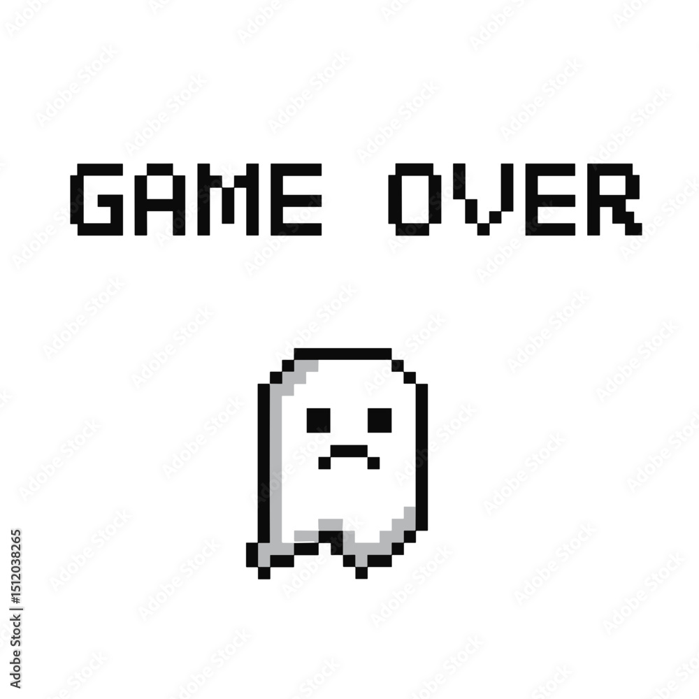 Poster vector illustration of a pixelated ghost with the phrase 