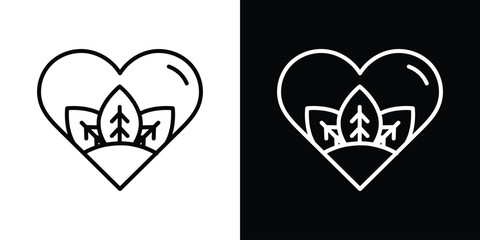 Natural love icon. Simple element illustration. outline and flat symbol design