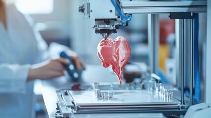 D printer producing a prosthetic limb component on a workbench