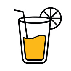 a glass of lemon juice line art style illustration 