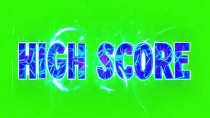 Glowing high score text on green digital background representing achievement in gaming during a video game match highlighting competitive and successful gameplay moments - Powered by Adobe