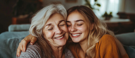 A warm reunion of generations, hugs and smiles. In family albums and articles about family values.