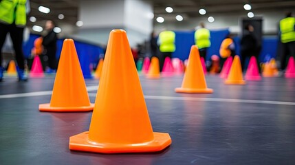 Team sports cones, vests, and practice setup showing unity and organization