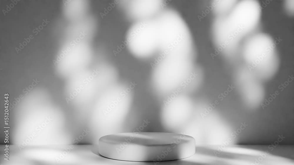 Poster 3d rendering of empty white podium with moving shadow for product display