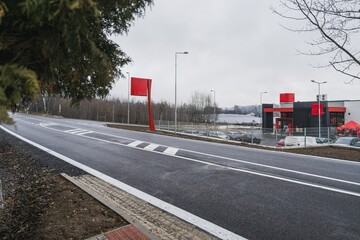 Supermarket near the empty highway 