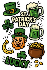 Dynamic St. Patrick's Day Vector Sticker Set