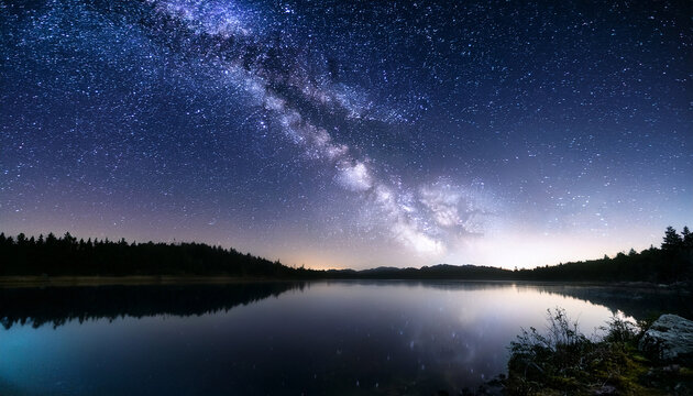 milky way over a lake
