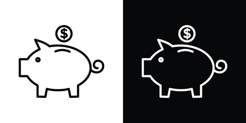 Piggy bank icon. Simple element illustration. outline and flat symbol design