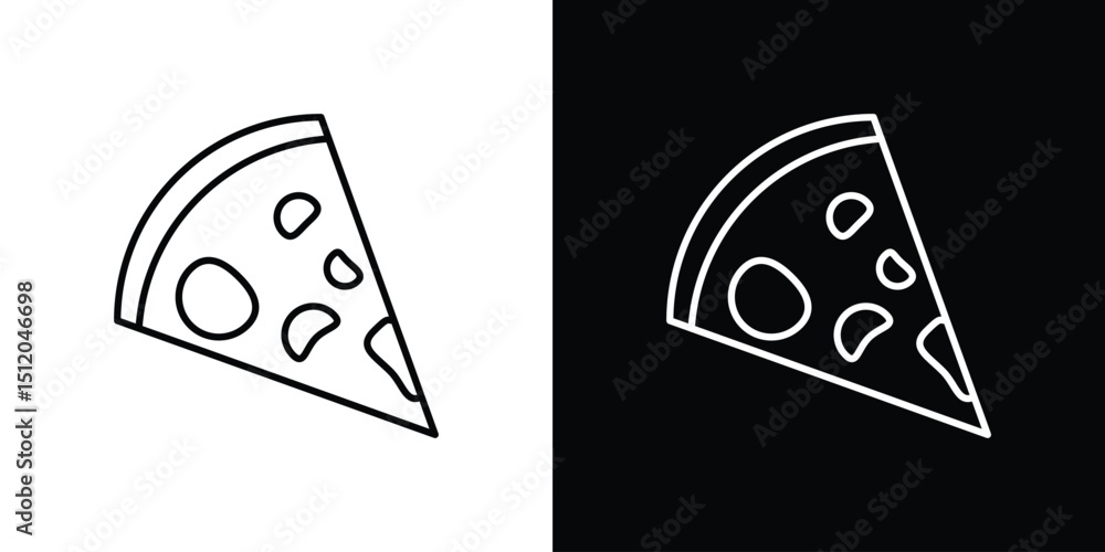 Poster pizza slice icon. simple element illustration. outline and flat symbol design