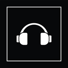 Headphone ear protector icon logo symbol. Headphones on a black background