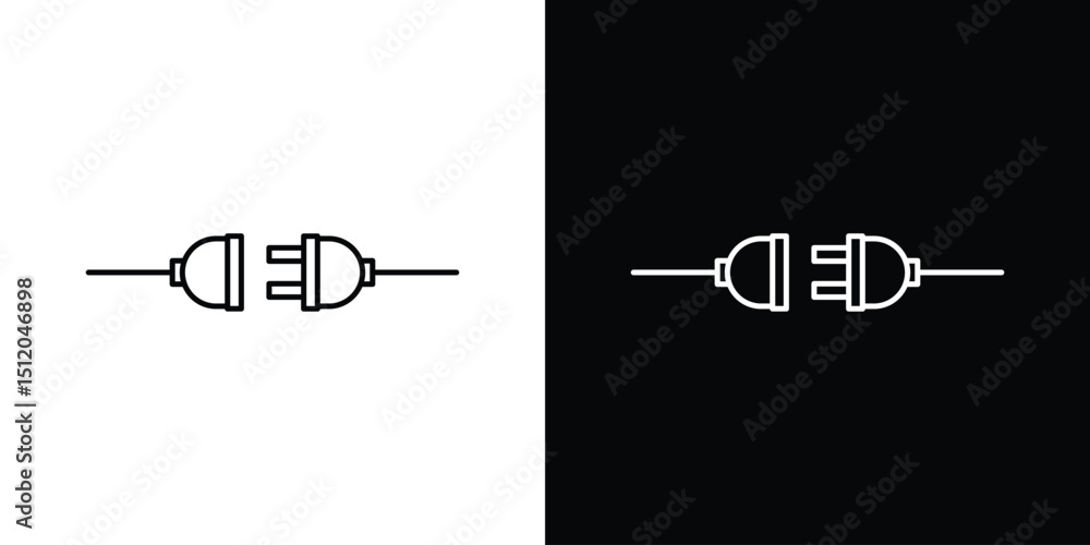 Poster plug connection icon. simple element illustration. outline and flat symbol design