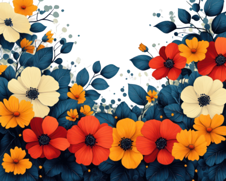 Colorful floral border