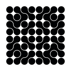 Abstract pattern of black connected dots, metaball. Minimalist pattern of circles, dots. Dot movement icon. Isolated vector illustration on white background for banners, stickers, posters