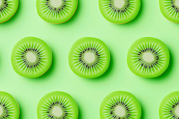 Fototapeta premium Isometric tiny kiwi with fuzzy clay texture and green slice