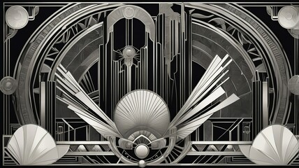 Art Deco Machine-God Skyline – Beyond Imagination in Black & White