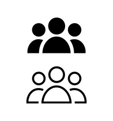 People flat icon. Simple vector illustrations. Line icon and filled icon. Team profile sign on white background