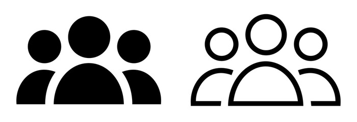 People flat icon. Simple team profile illustrations. Line icon and filled icon. Group profile signs