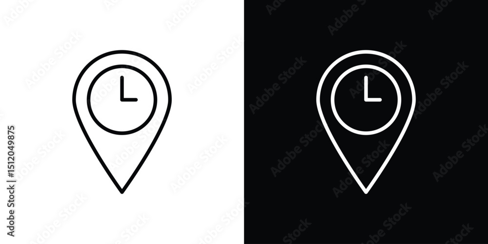 Poster Real time location icon. Simple element illustration. outline and flat symbol design
