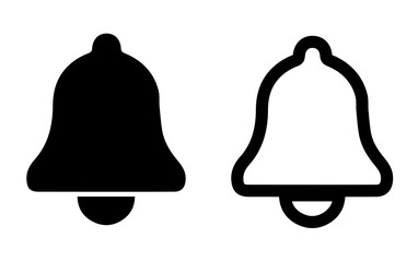 Notification bell icon. Set of bell flat symbols for notifications. Ringing, alarm clock. Smartphone application alert.