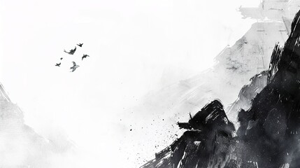 Embracing Serenity and Depth: The Allure of Ink Wash Style Abstract Art Backgrounds
