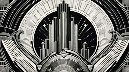 Art Deco Machine-God Skyline – Beyond Imagination in Black & White