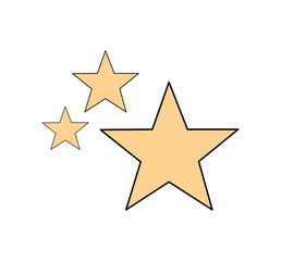 Bright yellow stars caring size scattered isolated on white background